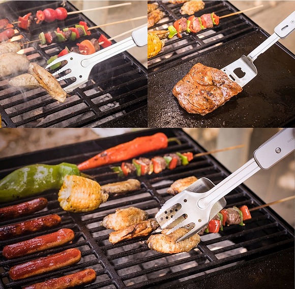 バーベキューはこれ１本でOK！ NEW GRILL MULTI TOOL 「BBQ011A」 フォークとスパチュラを組み合わせるとトングに変身 !!  | GREENFUNDING